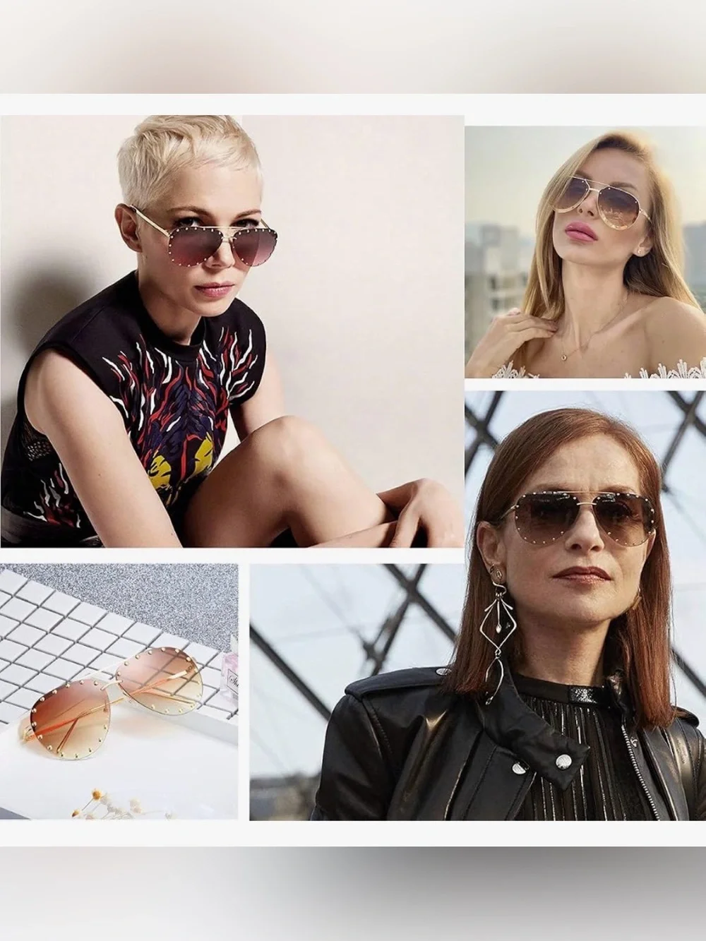 Stud-Trim Gradient Brown Aviator Sunglasses nwot